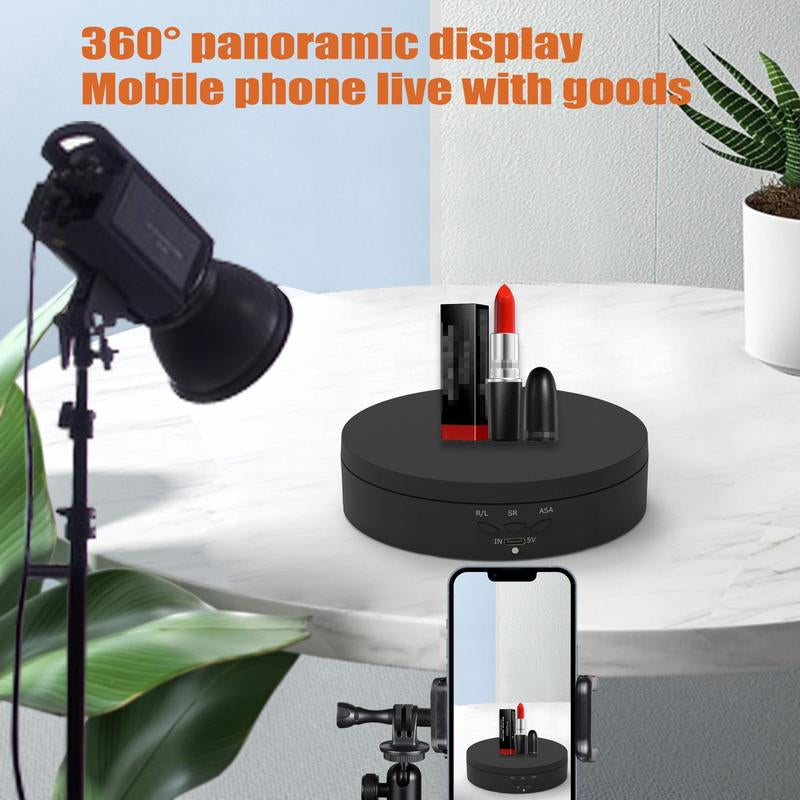 Electric Rotating Stand, 1 Count Mini Rotating Table, Display Stand for Live Streaming, USB Charging Stable Rotating Stand